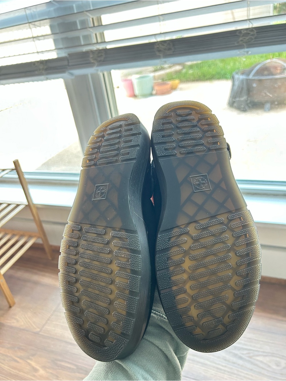 Dr. Martens Black Suede Slip-On Clog Mules with Yellow Stitching - Picture 4 of 4